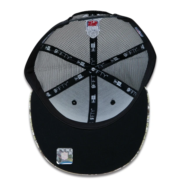 Boné 9FIFTY Trucker Jacksonville Jaguars Salute To Service NFL Snapback Aba Reta Preto