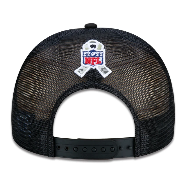 Boné 9FIFTY Trucker Los Angeles Rams Salute To Service NFL Snapback Aba Reta Preto