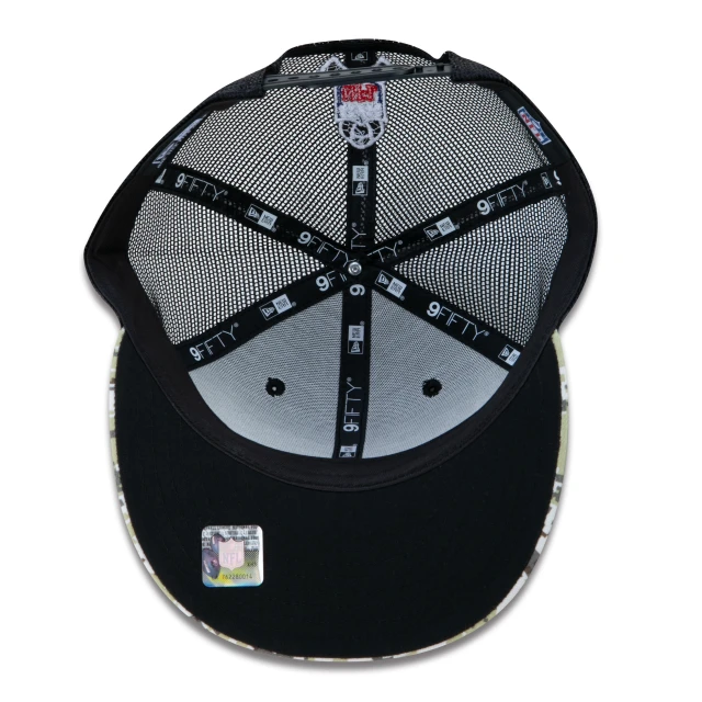 Boné 9FIFTY Trucker Los Angeles Rams Salute To Service NFL Snapback Aba Reta Preto