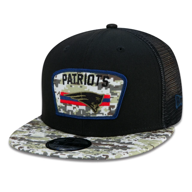 Boné 9FIFTY Trucker New England Patriots Salute To Service NFL Snapback Aba Reta Preto