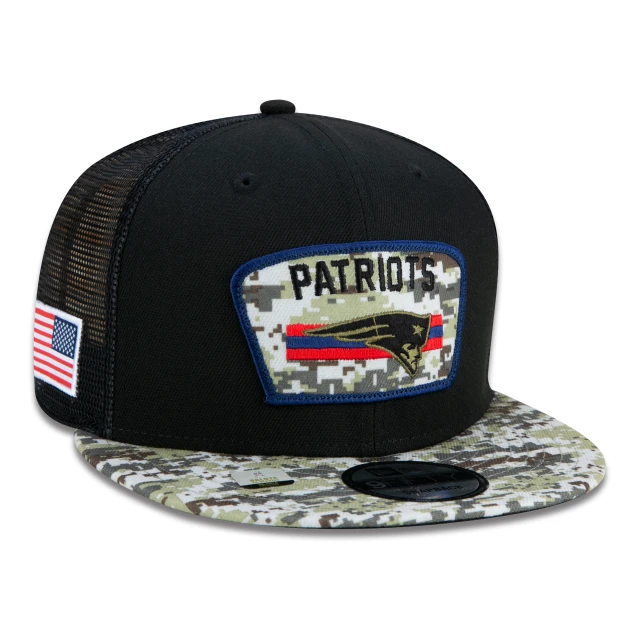Boné 9FIFTY Trucker New England Patriots Salute To Service NFL Snapback Aba Reta Preto