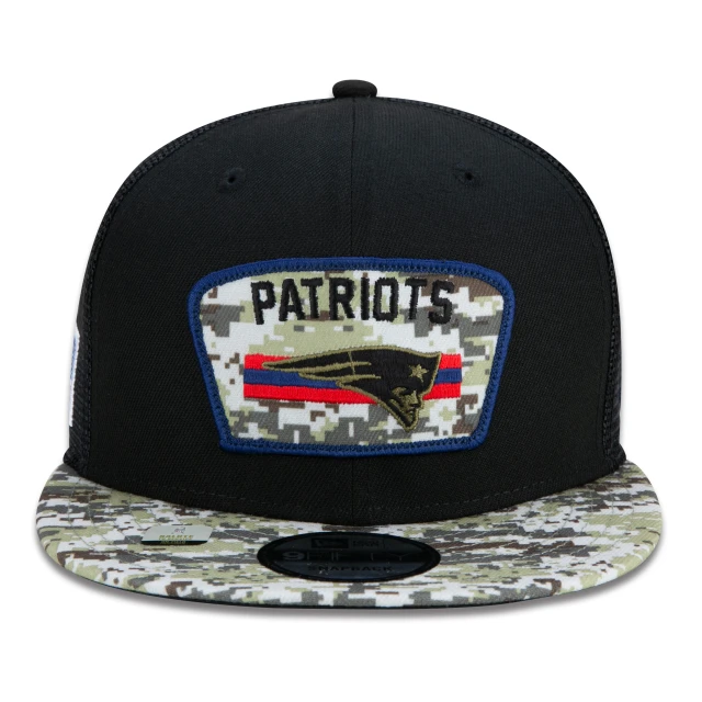Boné 9FIFTY Trucker New England Patriots Salute To Service NFL Snapback Aba Reta Preto