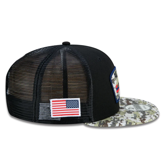 Boné 9FIFTY Trucker New England Patriots Salute To Service NFL Snapback Aba Reta Preto