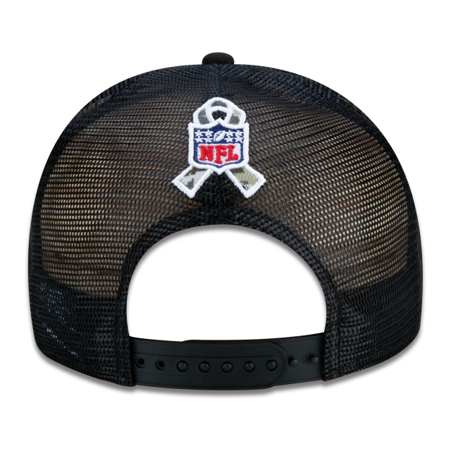 Boné 9FIFTY Trucker New Orleans Saints Salute To Service NFL Snapback Aba Reta Preto