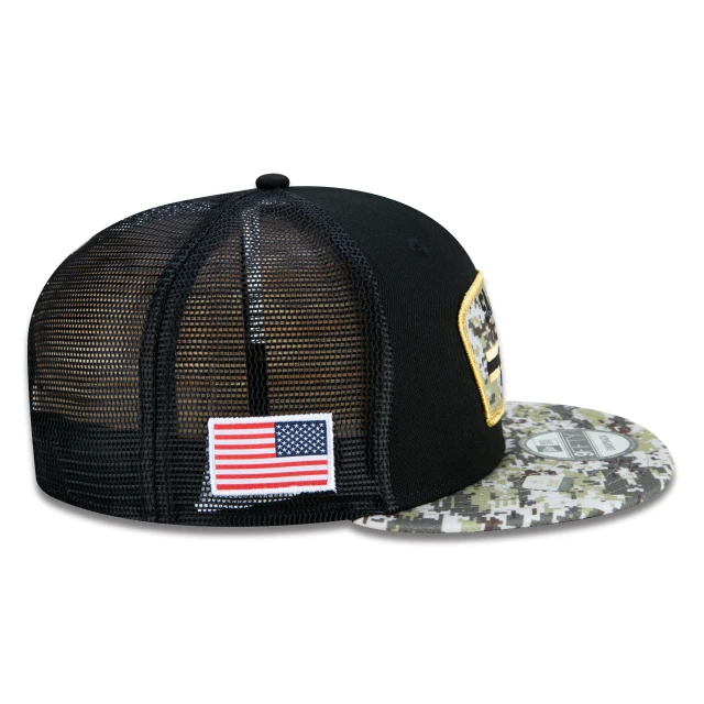 Boné 9FIFTY Trucker New Orleans Saints Salute To Service NFL Snapback Aba Reta Preto