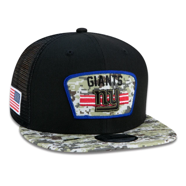 Boné 9FIFTY Trucker New York Giants Salute To Service NFL Snapback Aba Reta Preto