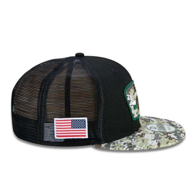 Boné 9FIFTY Trucker New York Jets Salute To Service NFL Snapback Aba Reta Preto