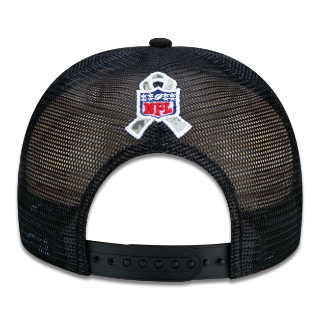 Boné 9FIFTY Trucker Philadelphia Eagles Salute To Service NFL Snapback Aba Reta Preto