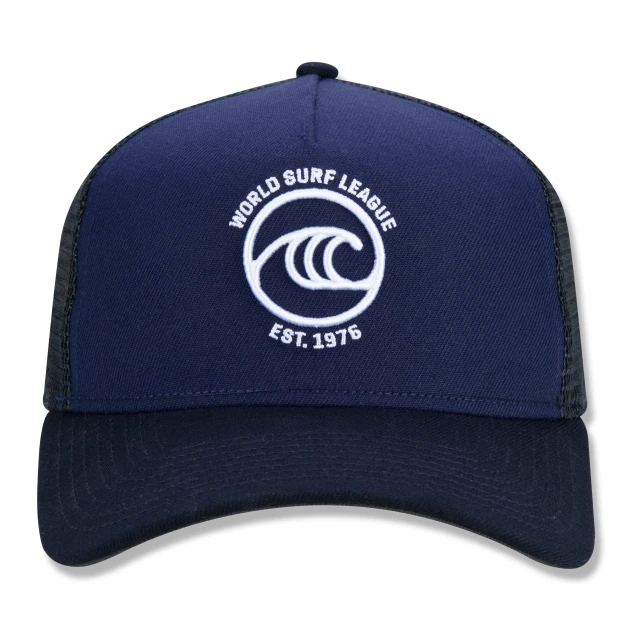 Boné 9FORTY A-Frame Trucker Snapback WSL Oficial Surfe Aba Curva Azul Preto