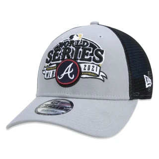 Boné 9FORTY Atlanta Braves Campeão Da Liga Locker Room MLB Ajustável Aba Curva