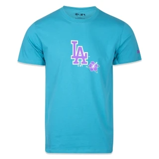Camiseta Slim Manga Curta Los Angeles Dodgers Hawaii Vibes Flower