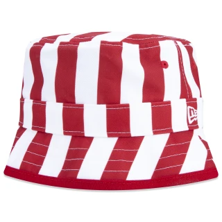 Chapéu Bucket Feminino Listrado Branco Vermelho