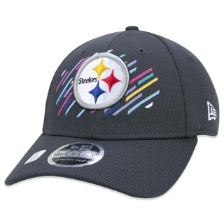 Boné 9FORTY Stretch Snap Pittsburgh Steelers Crucial Catch Aba Curva Preto
