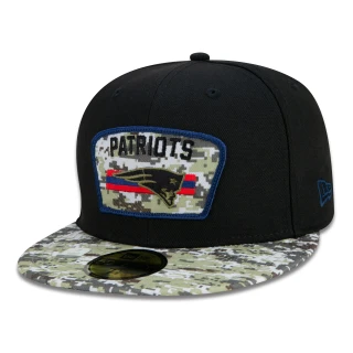 Boné 59FIFTY New England Patriots Salute To Service NFL Fitted Aba Reta Preto
