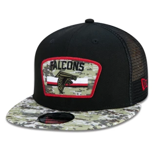 Boné 9FIFTY Trucker Atlanta Falcons Salute To Service NFL Snapback Aba Reta Preto